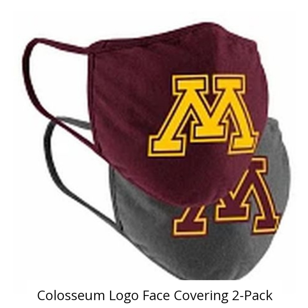 NWT Unisex Minnesota Golden Gophers Colosseum 2 Pack Face Coverings